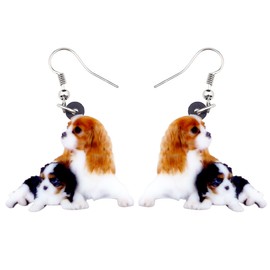 NEWEI Cute Cavalier King Charles Spaniel Earrings Fashion Pet Jewellery for Girls Women Dog Lovers, Acrylic, No Gemstone