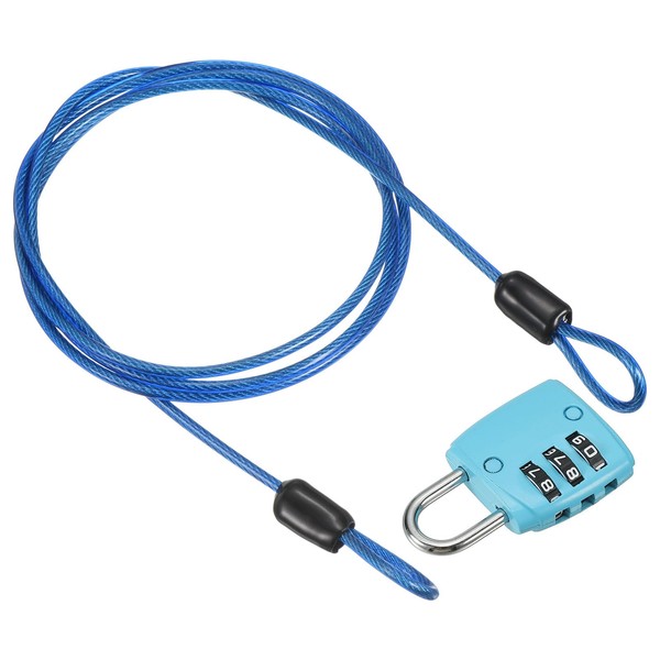 PATIKIL Security Steel Cable with 3 Digit Combination Lock, 3.3Ft/1M