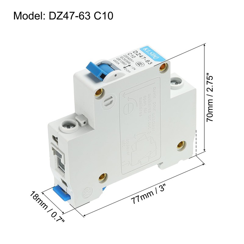 sourcing map Circuit Breaker Low Voltage AC 10A 230/400V 1-Pin