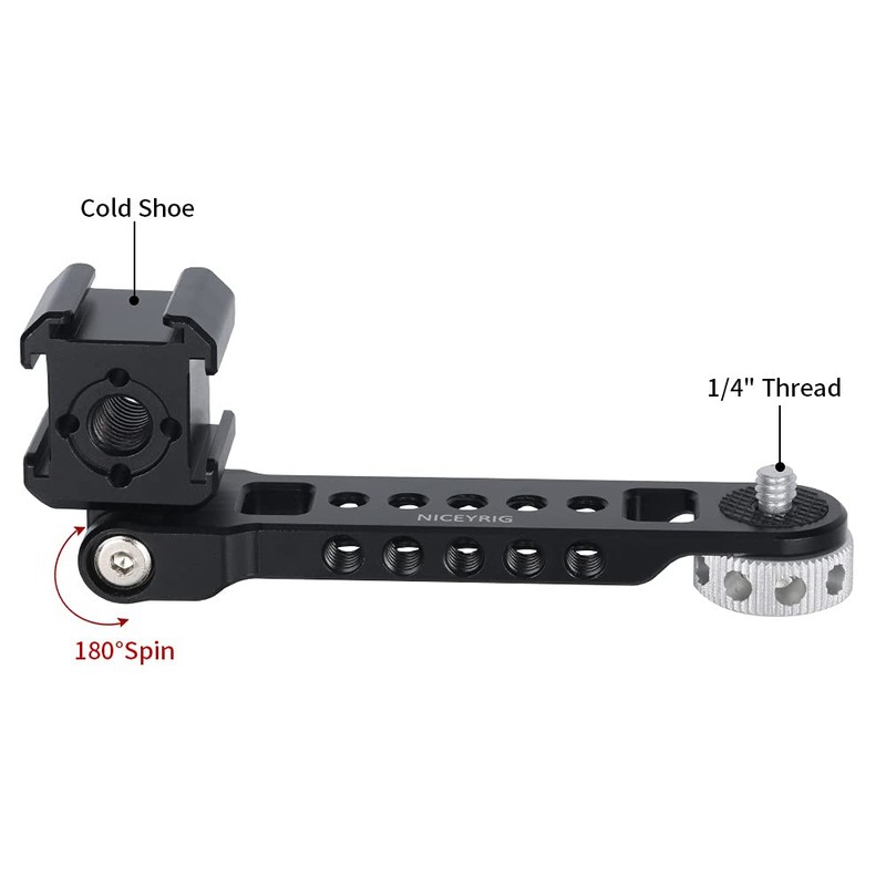 NICEYRIG Triple Cold Shoe Extension Mount with 6.35mm Screws Compatible