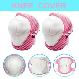 ENHERWE Protective Gear Set for Skating Cycling Bike Rollerblading Scooter,Kids Protective Gear Set Include Wrist Guards,Knee Pads and Elbow Pads for Kids 3-8 Years,Pink and Size S