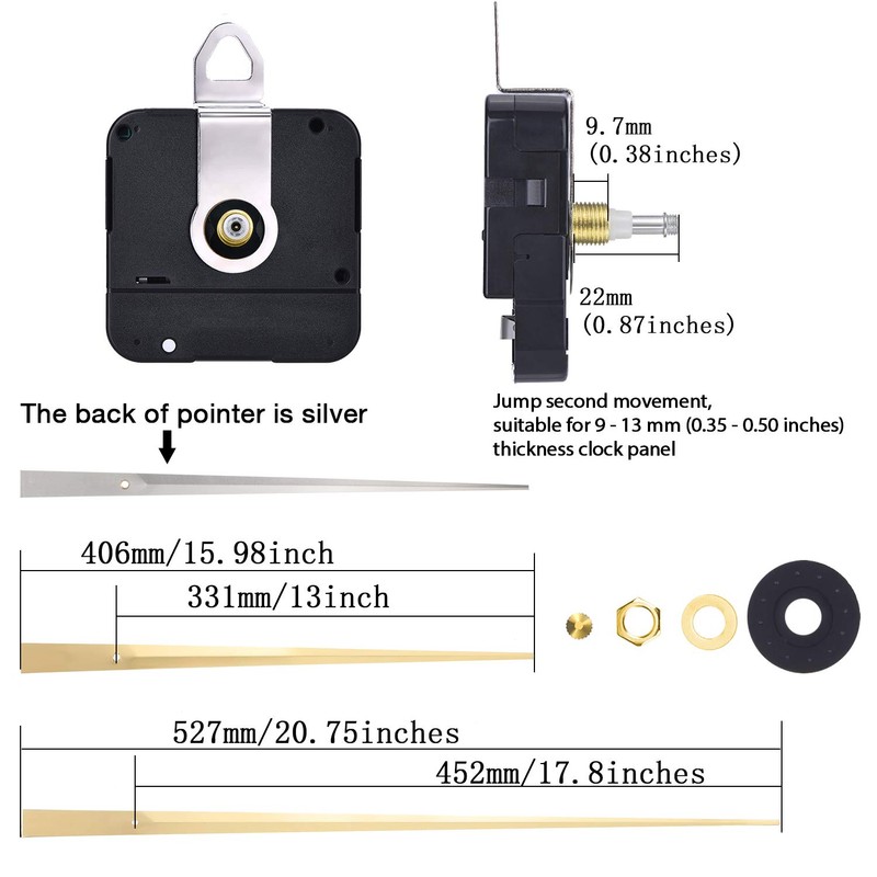 Hicarer High Torque Clock Movement Mechanism with 17.8 Inch Long