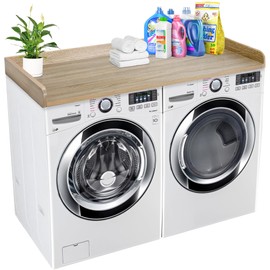 Royxen Washer Dryer Countertop with Solid Wood Core,54“W x 27.5D Laundry Countertop with Edge Rails,Washer and Dryer Topper for Laundry Room Organization(White Oak)