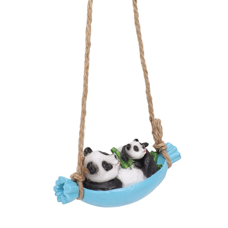Swing Panda Statue Mother and Baby Panda Lying On The