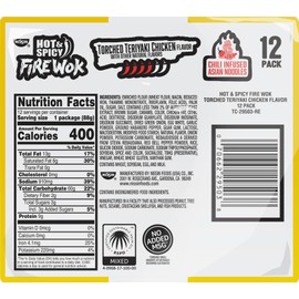 Nissin Fire Wok, Torched Teriyaki Chicken, Hot & Spicy Chile Infused Asian Noodles, Pack of 12