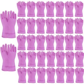 Gandeer 36 Pair Reusable Household Gloves Long Rubber Dishwashing Gloves Kitchen Cleaning for Dishes Clean Gardening(Pink,L)