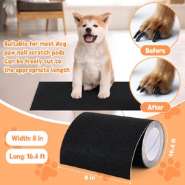 Aliceset Pet Nail Self Adhesive Replacement Emery Paper 7.87 x 196.85 Inch Fits Dog Scratch Pad Dog Nail Scratch Board Sandpaper DIY for Pet Like to Scratch Alternatives