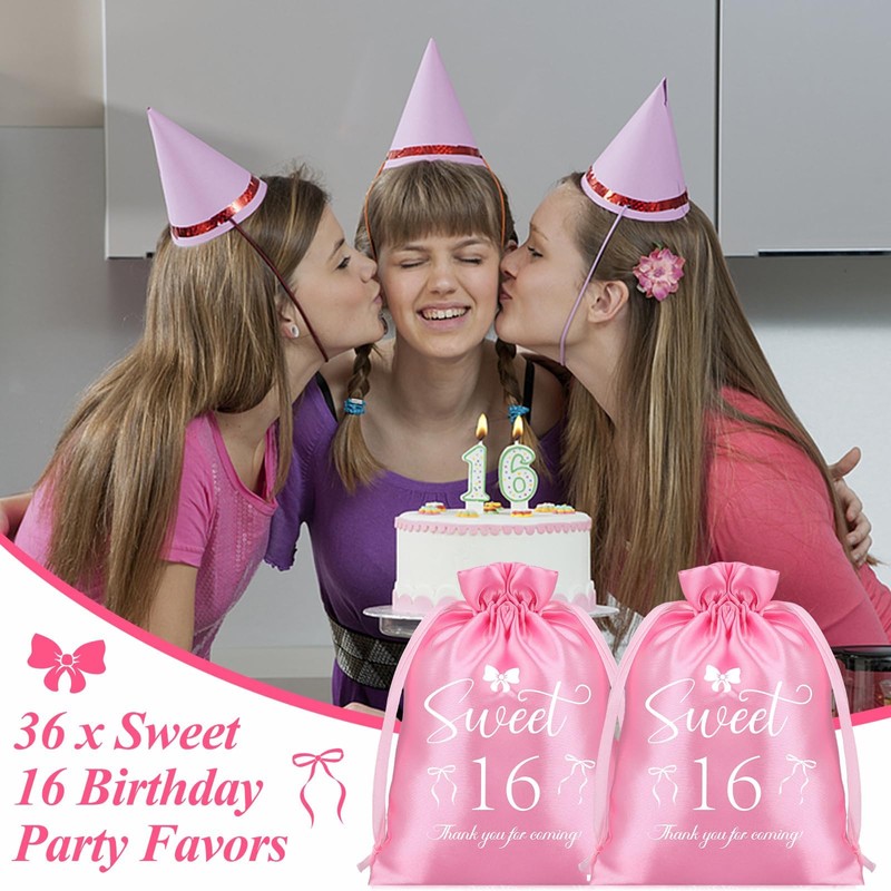 FIONUPI 36 Pcs Sweet 16 Birthday Favors for Guests Pink