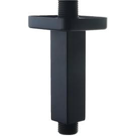 DEOLER Matte Black Shower Arm with Flange, Square, 4 Inch, Stainless Steel Ceiling Mount Square Shower Extender for Fixed Shower Head, Straight Rainfall Shower Head Arm Extension