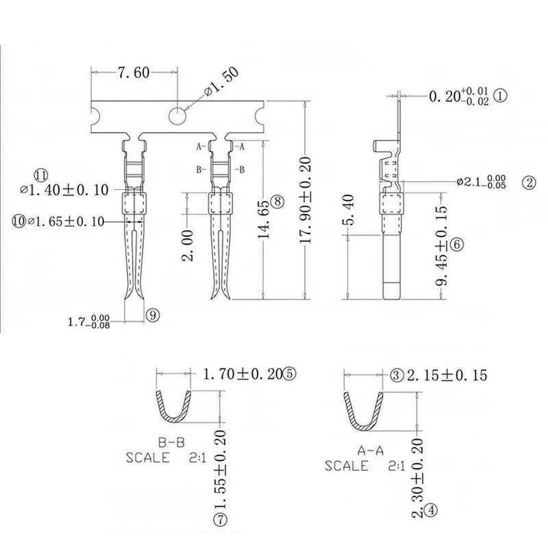 Jienk 200PCS D-Sub Male Female Crimp Pins, 2mm Pitch Gold