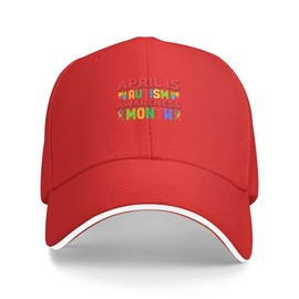 Pofeisi April is Autism Awareness Month Hat Autism Awareness Month Baseball Cap for Men Women Black, Red, One Size
