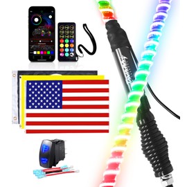 Tavaray 1PC 2FT COB LED Whip Light with App & Remote Control, Whip Light for Side by Side with DIY Patterns, RGB Chasing Lighted for UTV, ATV, Polaris, RZR, Can-Am, SXS Truck