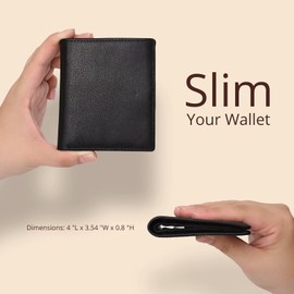 Bveyzi Ultra Slim Small Leather Women Wallet RFID Blocking Tiny Thin Bifold Pocket Ladies Purse, Black, S