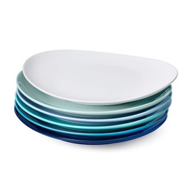 Sweese Porcelain Dinner Plates - 11 Inch Dinner Plates Set of 6 - Dishwasher, Microwave, Oven Safe - Azure Dreamscape Color