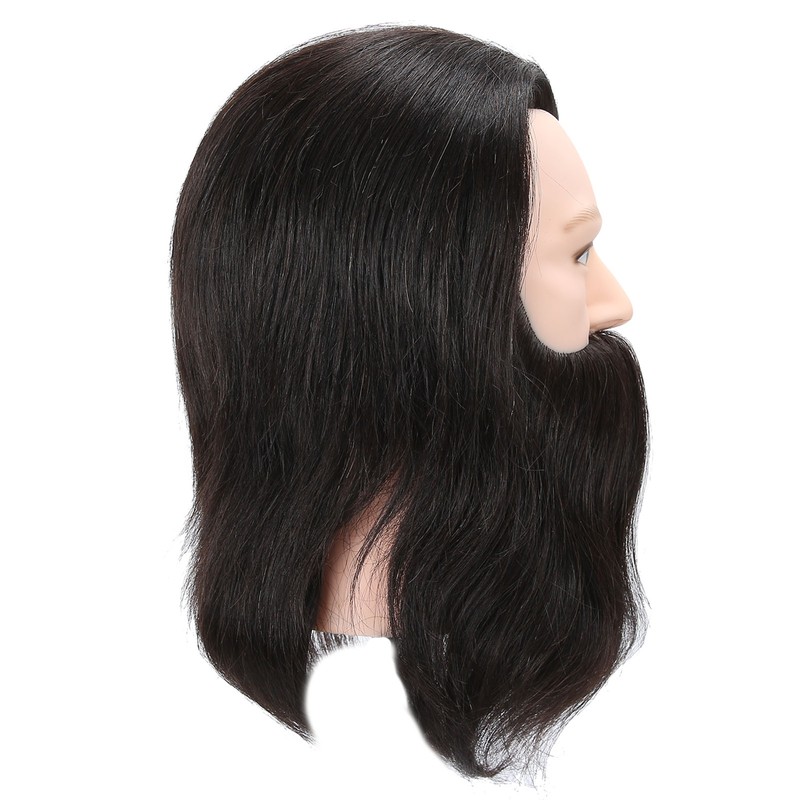 Salon Male Mannequin Head Human Hair Practice Hairdressing Training Head