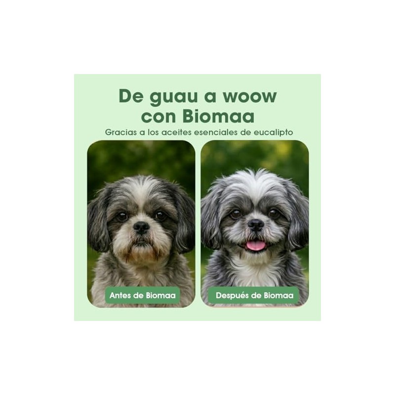 BIOMAA Shampoo para Perros con Extractos de Neem y Eucalipto,