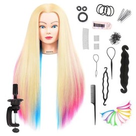Morris 28 Inch Cosmetology Mannequin Head with Synthetic Hair Styling Head for Hairdresser Training Head Manikin Doll Head Long Hair Mannequin Head fo