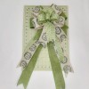 Handmade Christmas Bow, Green Gingham Check, Beige Linen with Merry