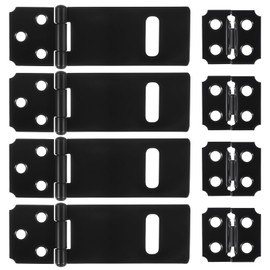 4 Pack Hasp Latch Stainless Steel Padlock Latch 3 Inch Black Hasp Lock Latches Lock Latches Hardware for Fence Cage Doors Cabinets Closets Window