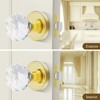 CLCTK Crystal Glass Door Knobs Interior, Passage Round Gold Door