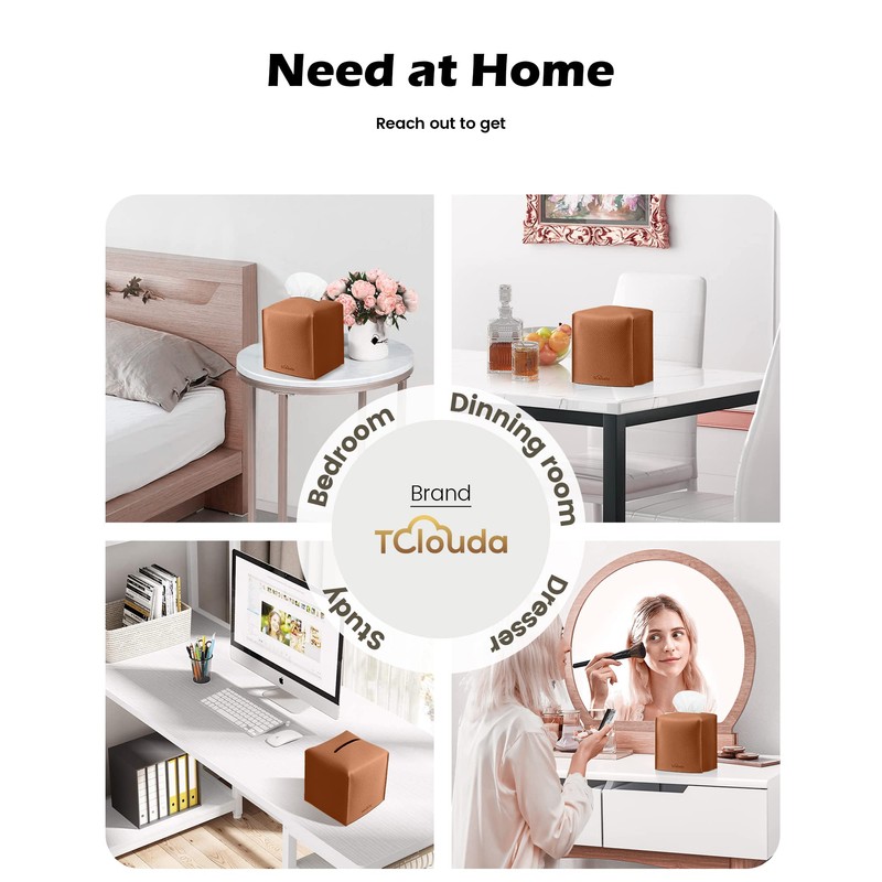 Tclouda Tissue Box Cover for PU Leather, Modern Simple Solid