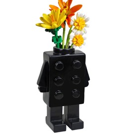MYFLOCY Building Block Vase for Flower Decor Cute Bouquet Decoration Cool Resin Building Vase Gift Unique Vase (Black)