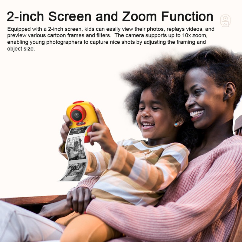 Instant Print Camera for Kids 1080P Resolution Portable Inkless Thermal