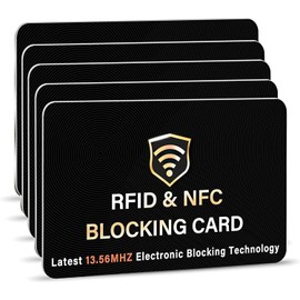 SaiTech IT 5 Pack RFID Blocking Card, One Card Protects Entire Wallet Purse, NFC Contactless Bank Debit Credit Card Protector ID ATM Guard Card Blocker–(Black)