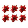 6PCS Napkin Set Red Elegant Christmas Flower Napkin for Birthday
