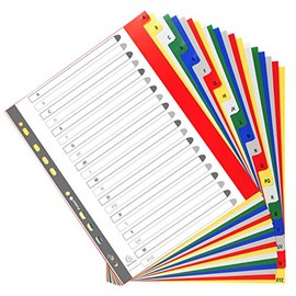 Exacompta - Ref 90E - PP Printed Indices - For Use With A4+ Documents, 0.1mm Polypropylene, Pre-Punched, Soft & Tear Resistant - 20 Divider Parts (A-Z) - White With Coloured Tabs