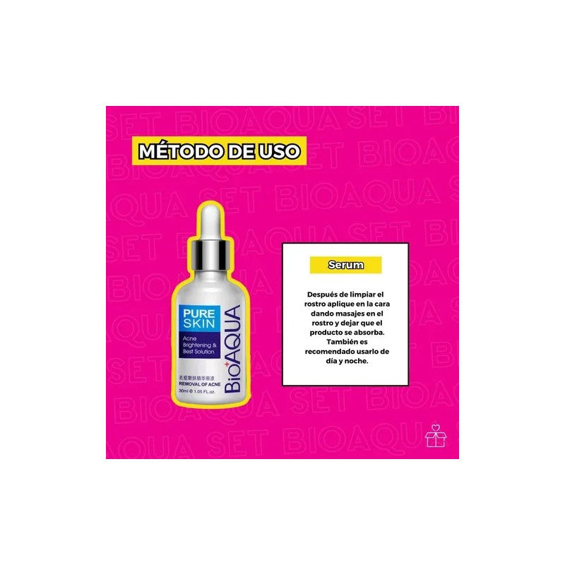 Set De 3 Pure Skin Bioaqua Retira Acne Espinillas Grasa