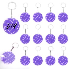 XIHIRCD 12pcs Volleyball Keychains, Acrylic Volleyball Key Chain Ring Volleyball Gifts Stuff for Team Teen Girls Boys Sports Party Favors Birthday Gift Backpack Charm Key Decorations (Purple)