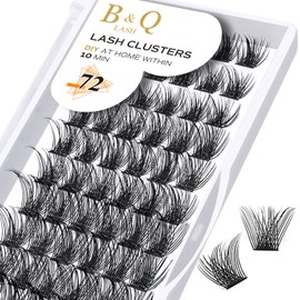 Cluster lashes D Curl 10mm 72 Clusters B&Q Lash Clusters C D Curl Individual Cluster Lashes Mega Volume Eyelash Clusters DIY Lash Extensions Soft Fluffy Cluster Eyelash Extensions (NM-D-10mm)