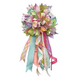 Craig Bachman 1.5" Diagonal Plaid Fused Ribbon: Light Pink/Yellow (10 Yards) Bow Making, Easter, Spring, Floral Arrangement, Crafting, Wreath Wired Ribbon