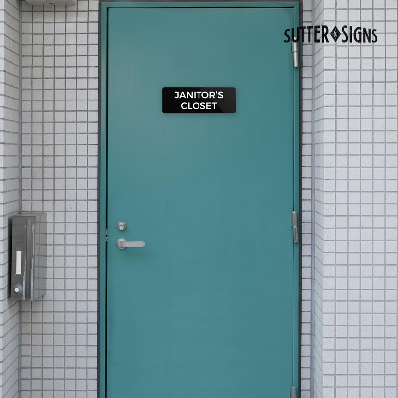 Janitor's Closet Sign, Durable ABS Plastic with Full Adhesive Backing,