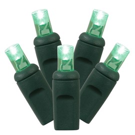 Vickerman 70 Green Twinkle Wide Angle LED Single Mold Light on Green Wire, 35' Christmas Light Strand