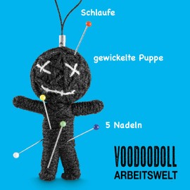 Voodoo Doll Puppe Voodoopuppe Voodoodoll Geschenk Arbeitskollege witziges Mitbringsel Gaggeschenk Chef Boss Vorgesetzer Arbeitskollege Mitarbeiter Kollege Lieblingsmensch schwarzer Humor Partygeschenk