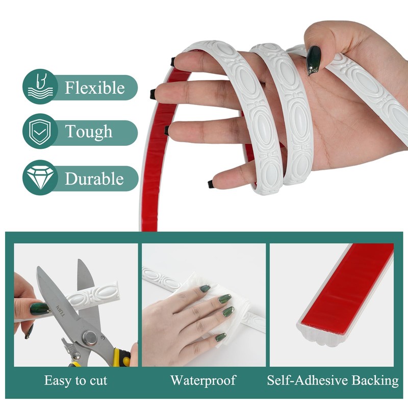 YEFANXI Self-Adhesive Flexible Crown Molding PVC Ceiling & Wall Decoration