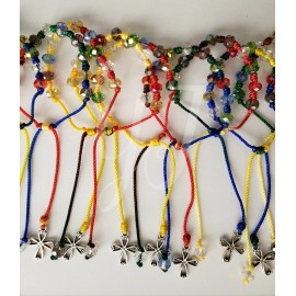 ROSARY BRACELET  - CATHOLIC - 3PC - MULTICOLOR - GLASS BEADS-METAL CROSS