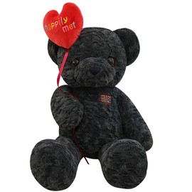 Mini Teddy Bear with Heart Small Teddy Bear Cuddly Toy Small Black Teddy Bear Plush Toy Gift Christmas Day Valentine's Day I Love You 35 cm
