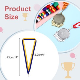 PATIKIL Award Neck Ribbons with Snap Clips, 100 Pack Polyester Medal Lanyards Blank Award Ribbon for Competitions Achievement Sports Party, Blue/Yellow