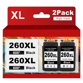 260XL Ink Cartridge Combo Pack Compatible for Canon PG-260 Black Ink Cartridge 260XL High Yield for Canon Pixma TS6420a TS6420 TS6400 TR7020 TR7020a TTR7022 TR7022a TS5300 TS5320 Printer (2 Black)