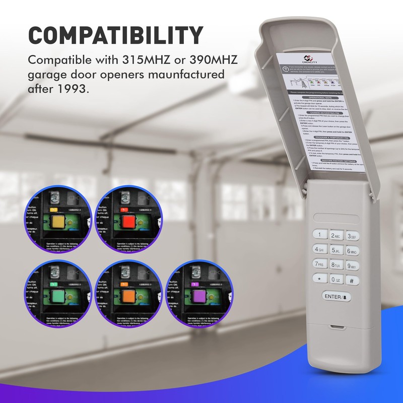 Universal Garage Door Opener Keypad, Compatible with Chamberlain LiftMaster Craftsman