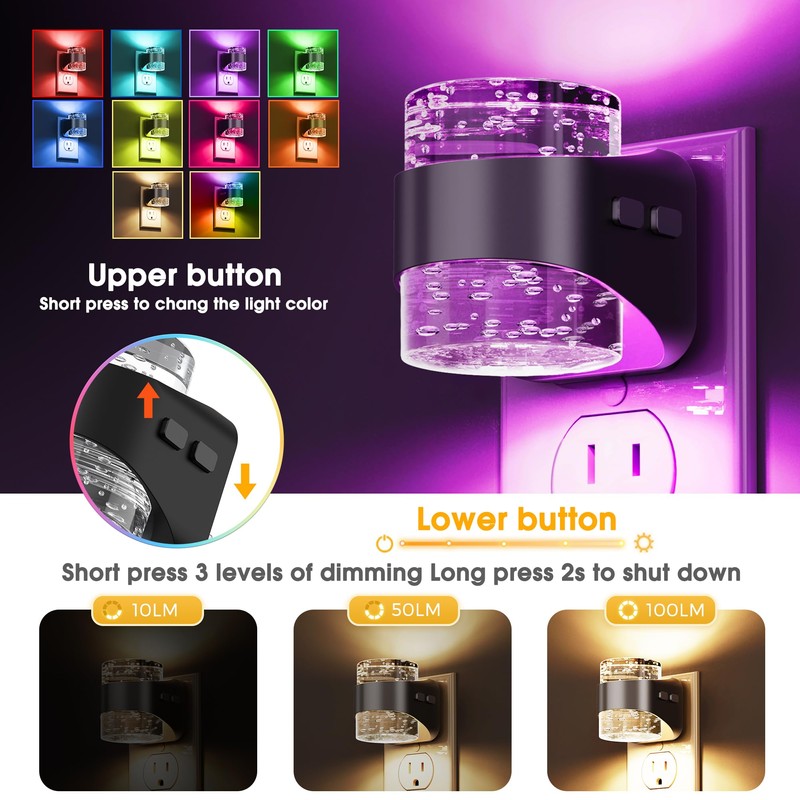 L LOHAS LED Night Light, RGB Bubble Night Lights Plug