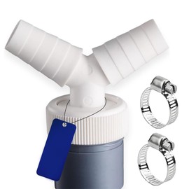Washing Machine Drain Double Connection Y Adapter for Dishwasher, Dryer, Washing Machine with Input Connector of 19-24 mm and Outlet 40 mm Pipe with Hose Clamp