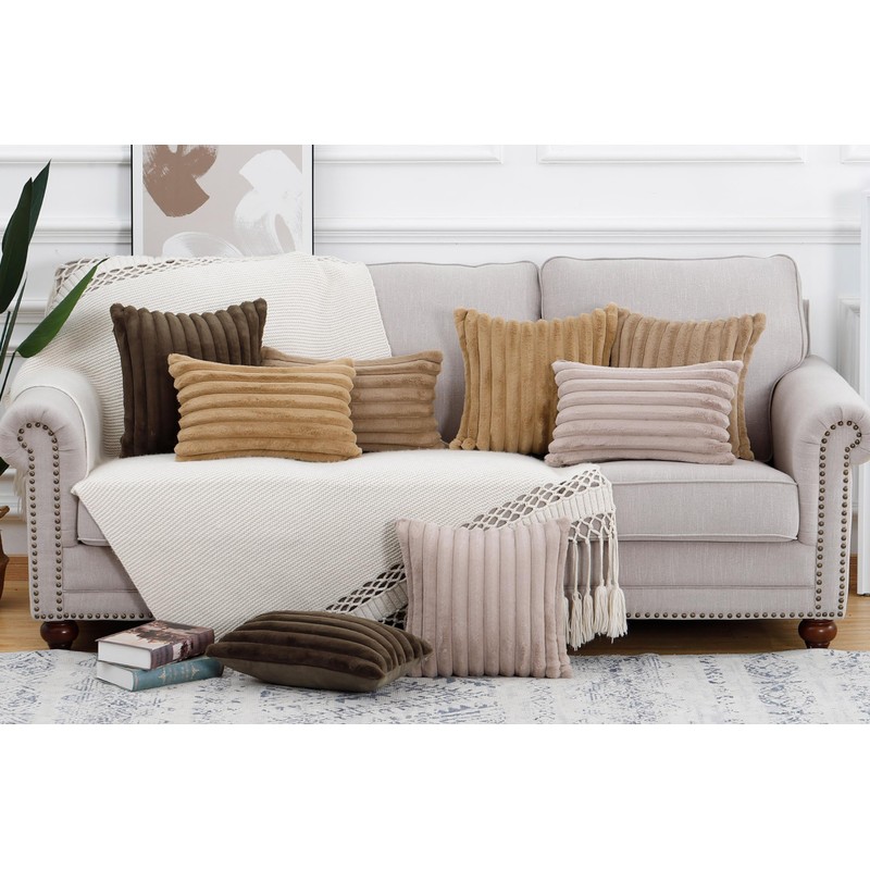 Madizz Set of 2 Faux Fur Plush Decorative Cushion Covers,