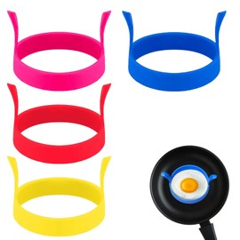 4 Pcs Fried Egg Ring Set – Non-Stick, Heat-Resistant Egg Rings for Cooking Perfectly Shaped Eggs, Pancakes & More – Egg Molds with Handle for Easy Cooking & Flipping