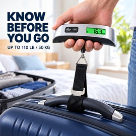 2-Pack Portable Digital Luggage Scales with LCD Display, 110 lb/50 kg Travel Baggage Scales
