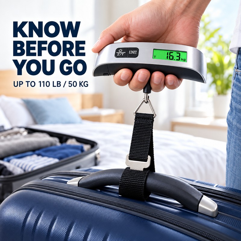 2-Pack Portable Digital Luggage Scales with LCD Display, 110 lb/50