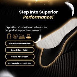 HANDARTE Premium Leather Shoe Insoles | Thin Shoe Inserts for Women | Dress Shoe Insoles - Durable - 100% Natural Goatskin & Anti Sweat - Suitable for No-Socks (US W5.5/6 | EU36)